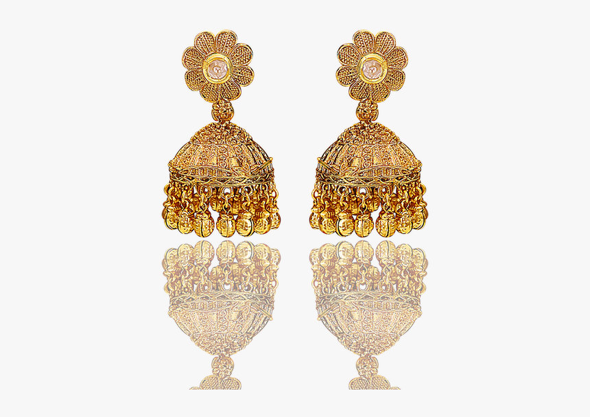 Antique Gold Plated Jhumka Having Exquisite Vilandi - Black Colour Small Jhumkas Moti, HD Png Download