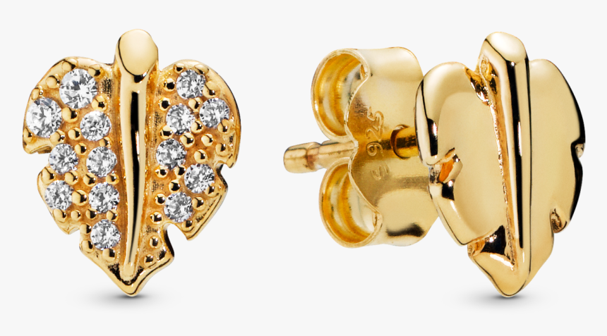 Pandora - Title - Tag - Pandora Shining & Sparkling Leaf Stud Earrings, HD Png Download