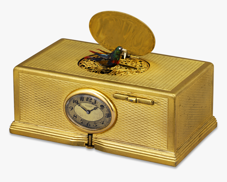 Gold-plated Singing Bird Box And Clock - Singing Bird Box, HD Png Download