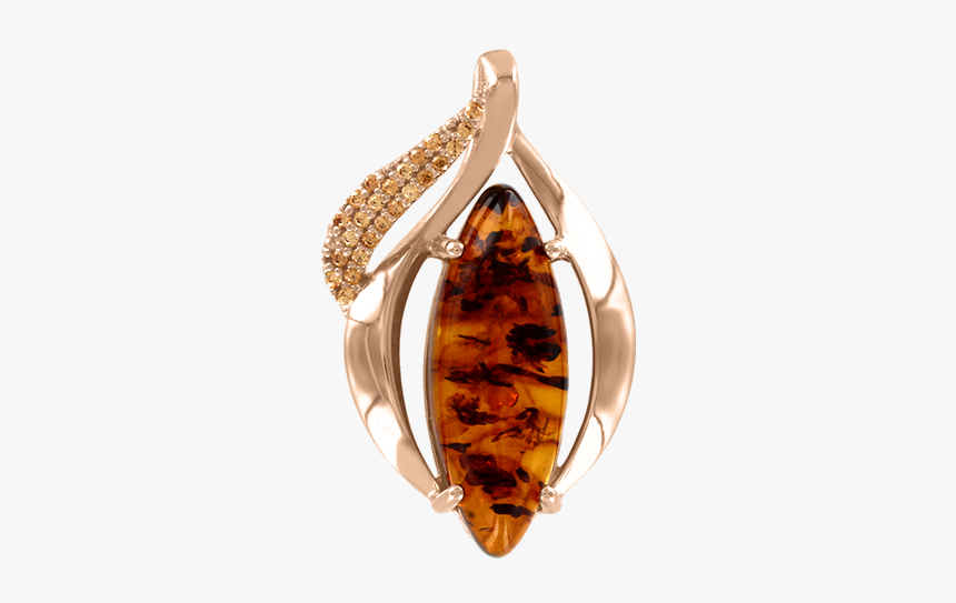 Gold-plated Silver Pendant With Amber - Amber, HD Png Download