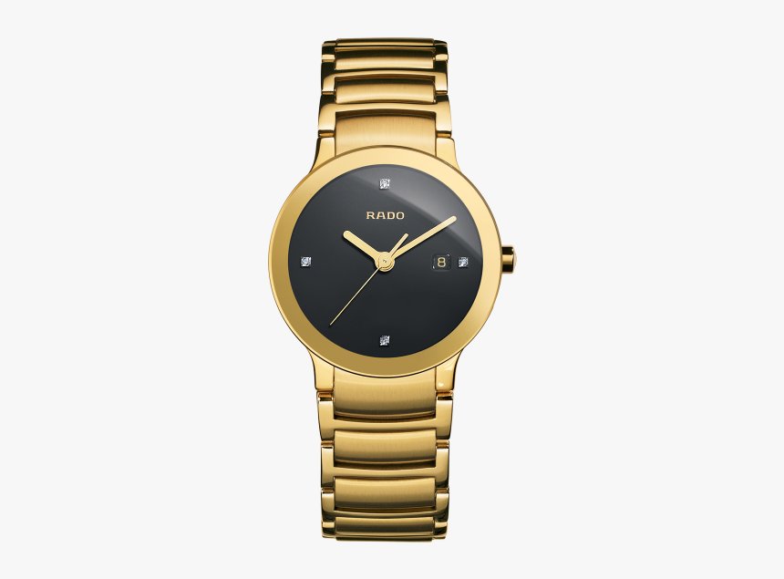 Centrix Jubile Black Diamond Dial Gold-plated Stainless - Rado Gold Watch Women, HD Png Download