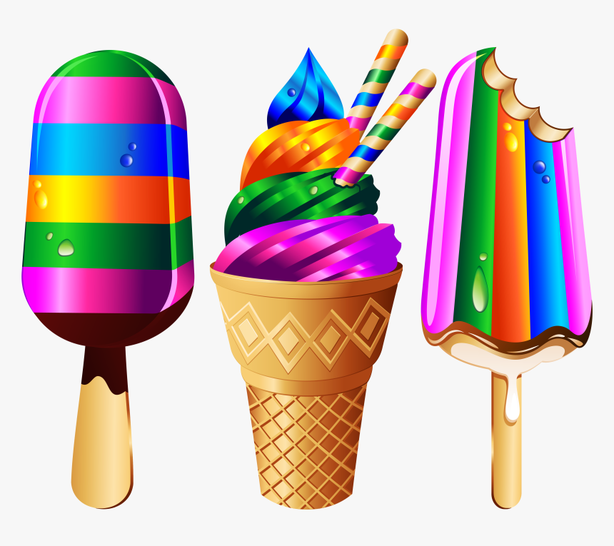 Glaces Ice Cream Clipart, Rainbow Bubbles, Color Vector, - Ice Cream Clipart Png, Transparent Png