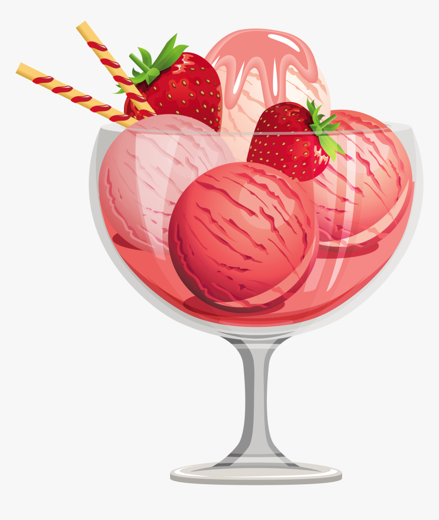 Strawberry Ice Cream Sundae Clipart - Ice Cream Png, Transparent Png