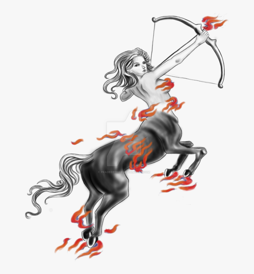 Sagittarius Drawing Design Vector Black And White Library - Female Sagittarius Tattoos Ideas, HD Png Download