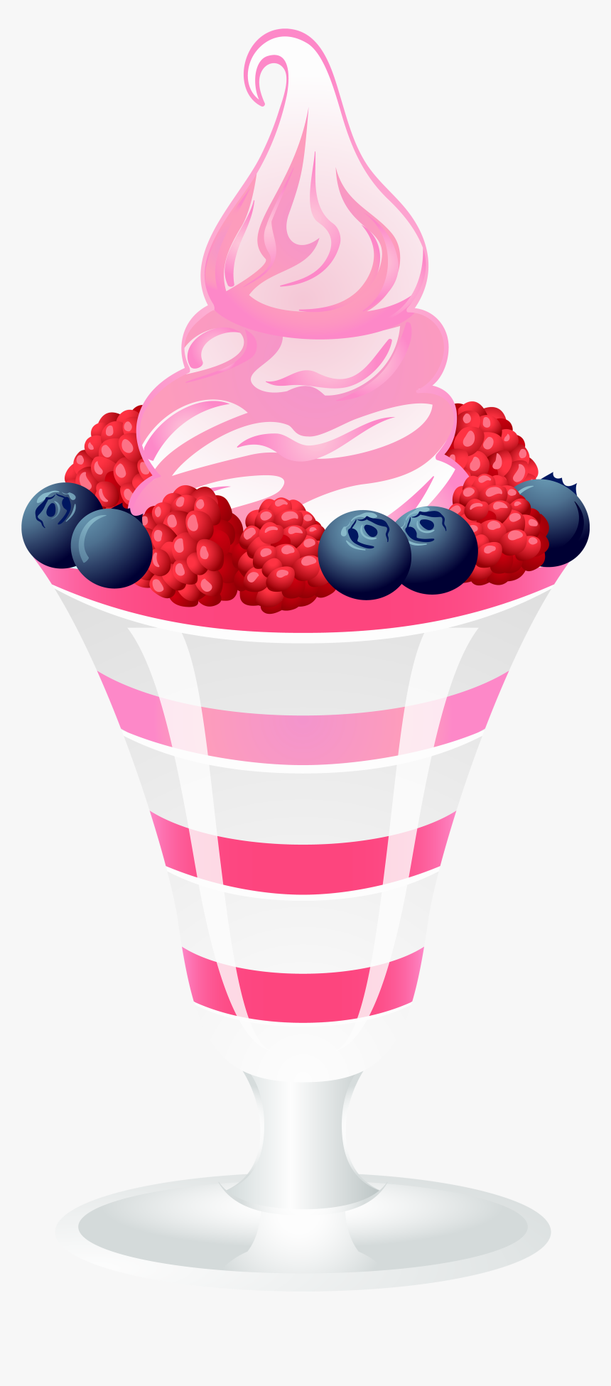 Ice Cream Sundae With Raspberries And Blackberries - Cupcake And Ice Cream Clipart, HD Png Download