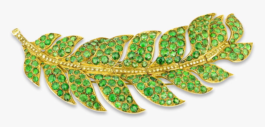 Demantoid Garnet And Yellow Diamond Leaf Brooch, - Bracelet, HD Png Download