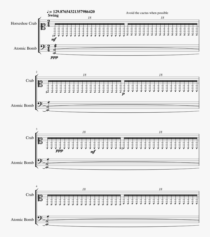 Duet For Horseshoe Crab And Atomic Bomb - Sheet Music, HD Png Download
