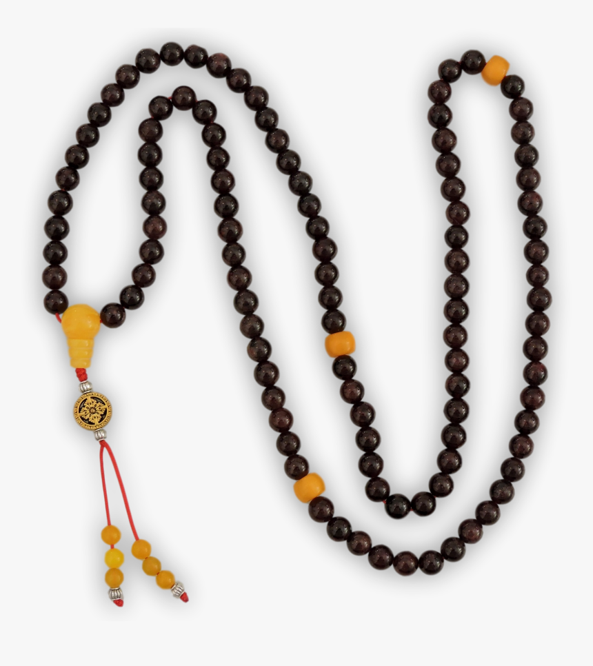 Garnet 108 Mala With Amber Spacers - Lance Mccullers Black Necklace, HD Png Download