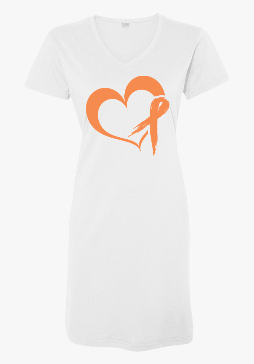 Heart Ribbon Orange T-shirt Dress - Heart, HD Png Download