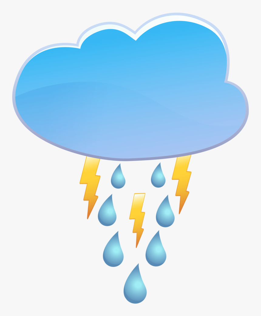 Cloud Rain And Thunder Weather Icon - Thunder And Rain Clipart, HD Png Download