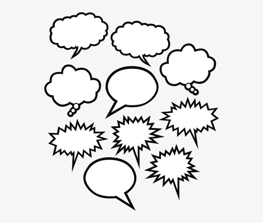 Cut Out Cards - Black And White Speech Bubbles, HD Png Download