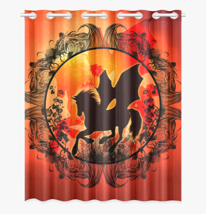 Wonderful Black Unicorn Silhouette New Window Curtain - Blackout Rainbow Curtains, HD Png Download