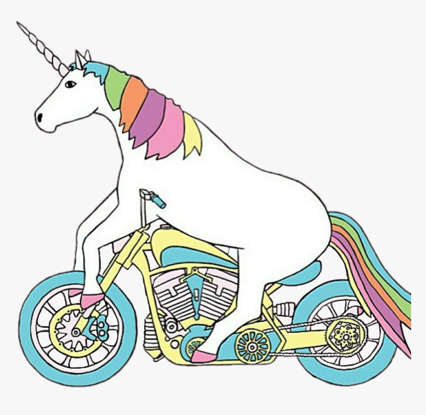 Unicorn Riding Png Clipart , Png Download - Unicorn On A Motorbike, Transparent Png