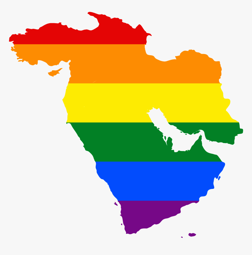 Lgbt Flag Map Of The Middle East - Middle East Map Vector Png, Transparent Png