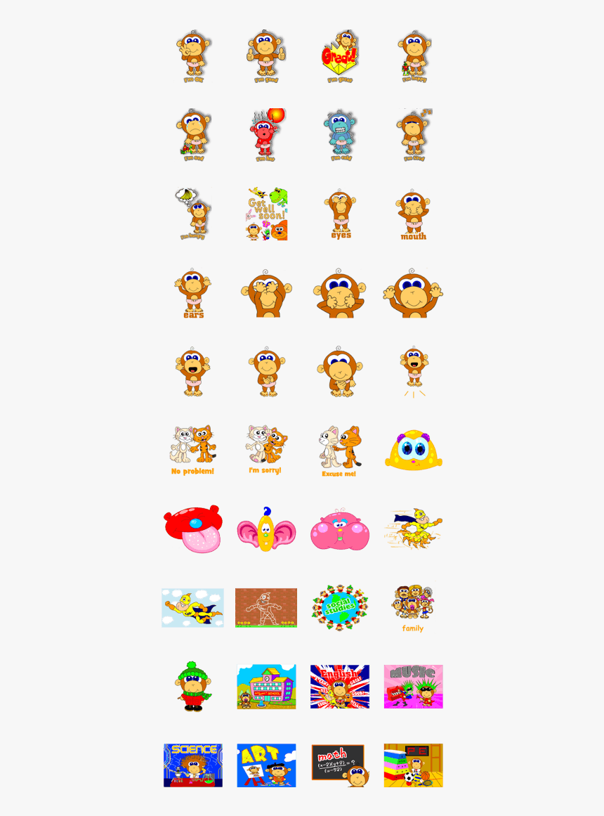 Genkienglish Baby Monkey Family - Emoticon, HD Png Download