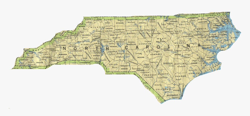 Map Of The State North Carolina, HD Png Download