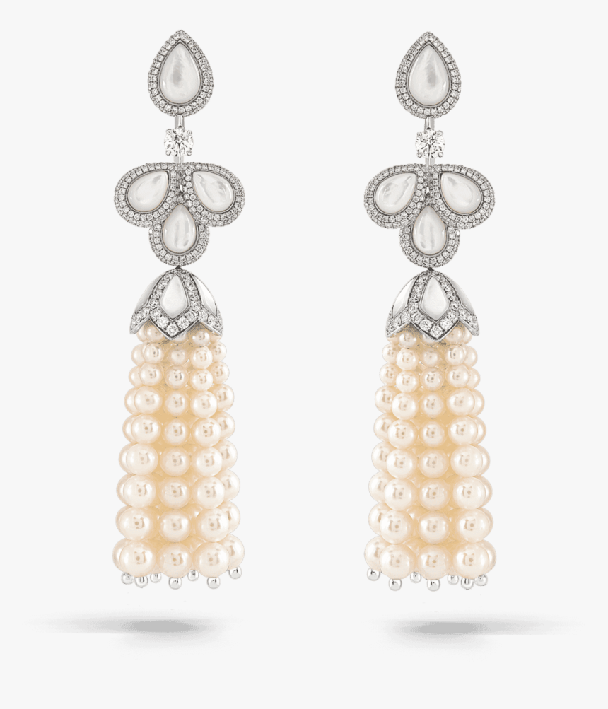 Akoya Pearl Tassel Earrings Ta 09 011 - Diamond Pearl Tassel Earrings, HD Png Download