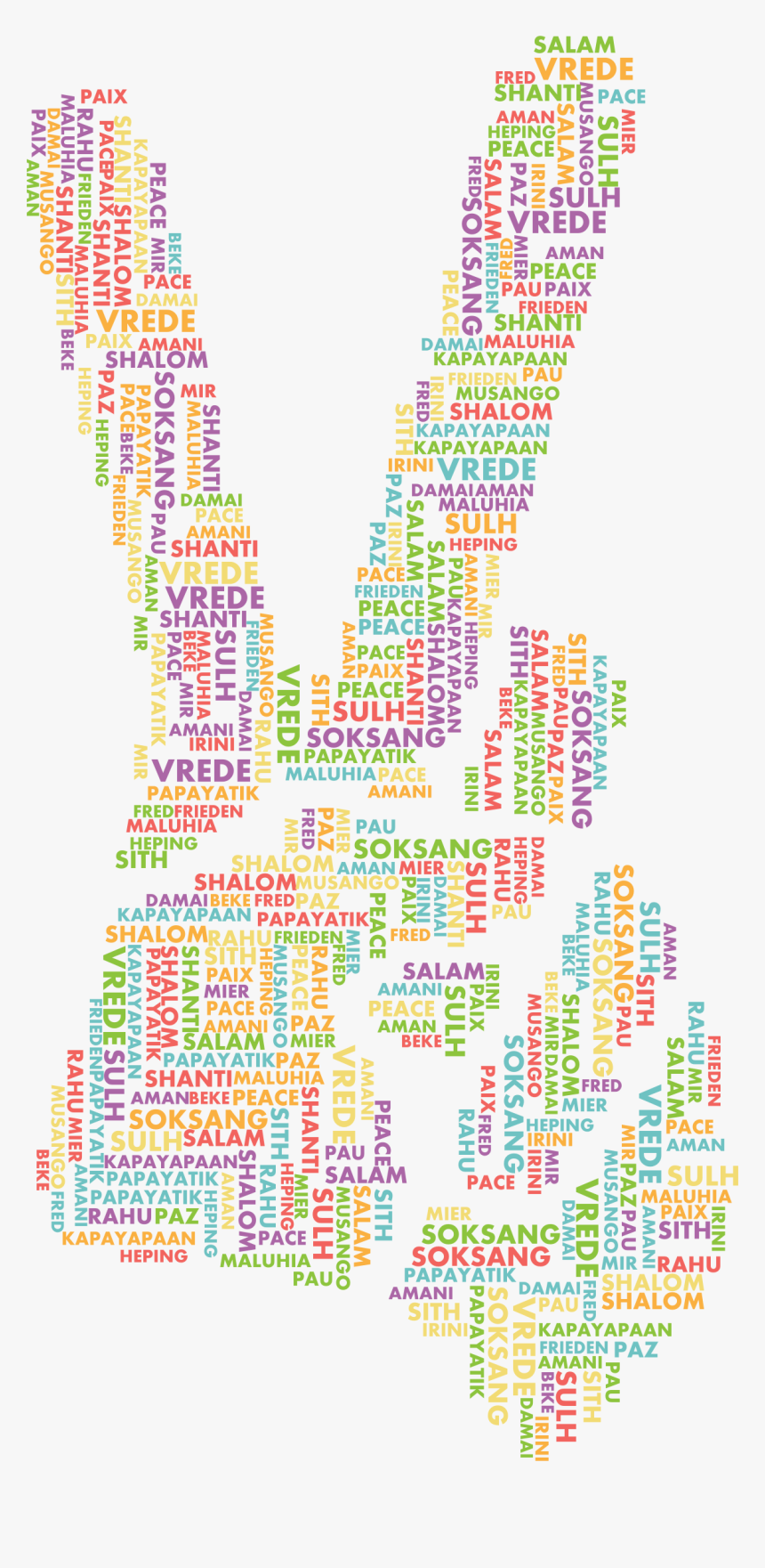 Peace Hand Sign Smoothed Word Cloud No Background Clip - Peace Paz Png Transparente, Png Download