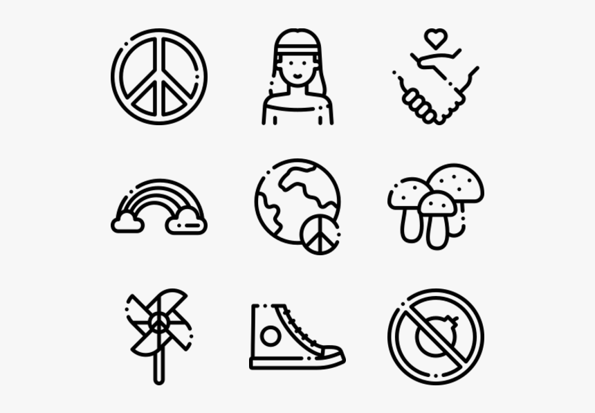 Hippies - Hand Drawn Icon Png, Transparent Png