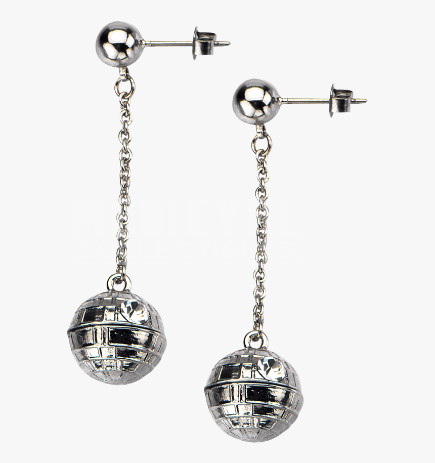 Star Wars 3d Death Star Chain Drop Earrings - Star Wars Earring, HD Png Download
