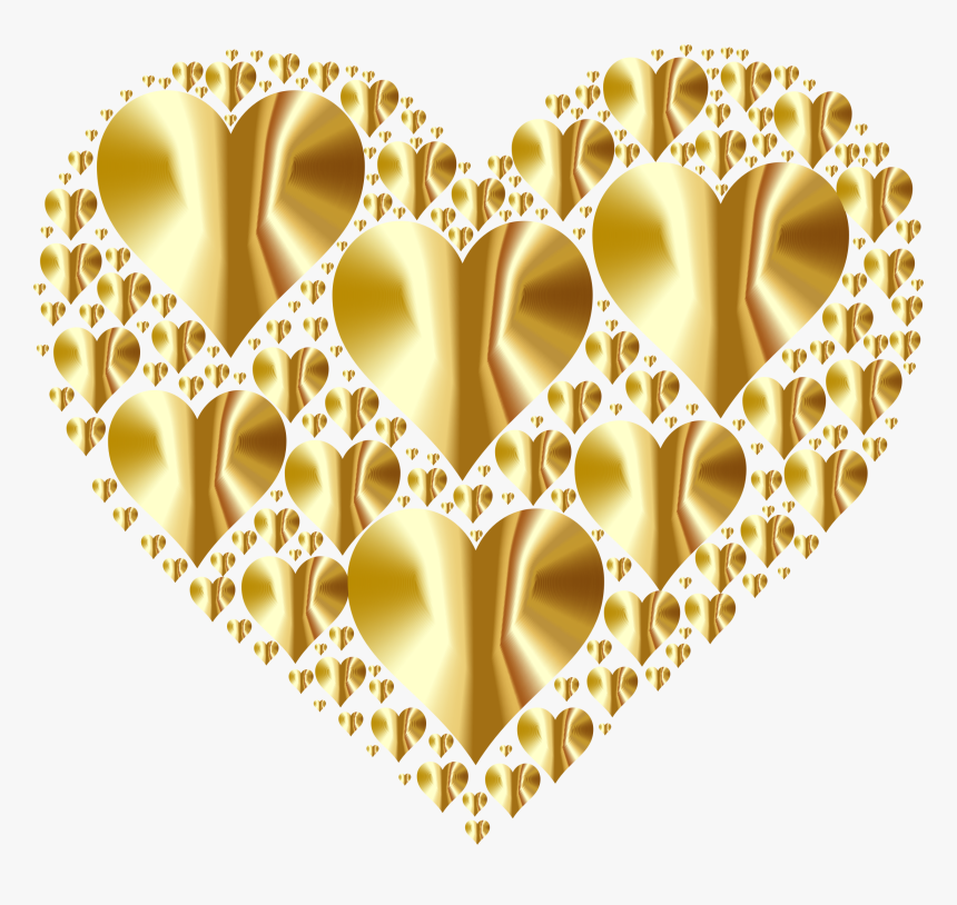 Hearts In Heart Rejuvenated 4 No Background Clip Arts - Transparent Background Gold Heart Png, Png Download