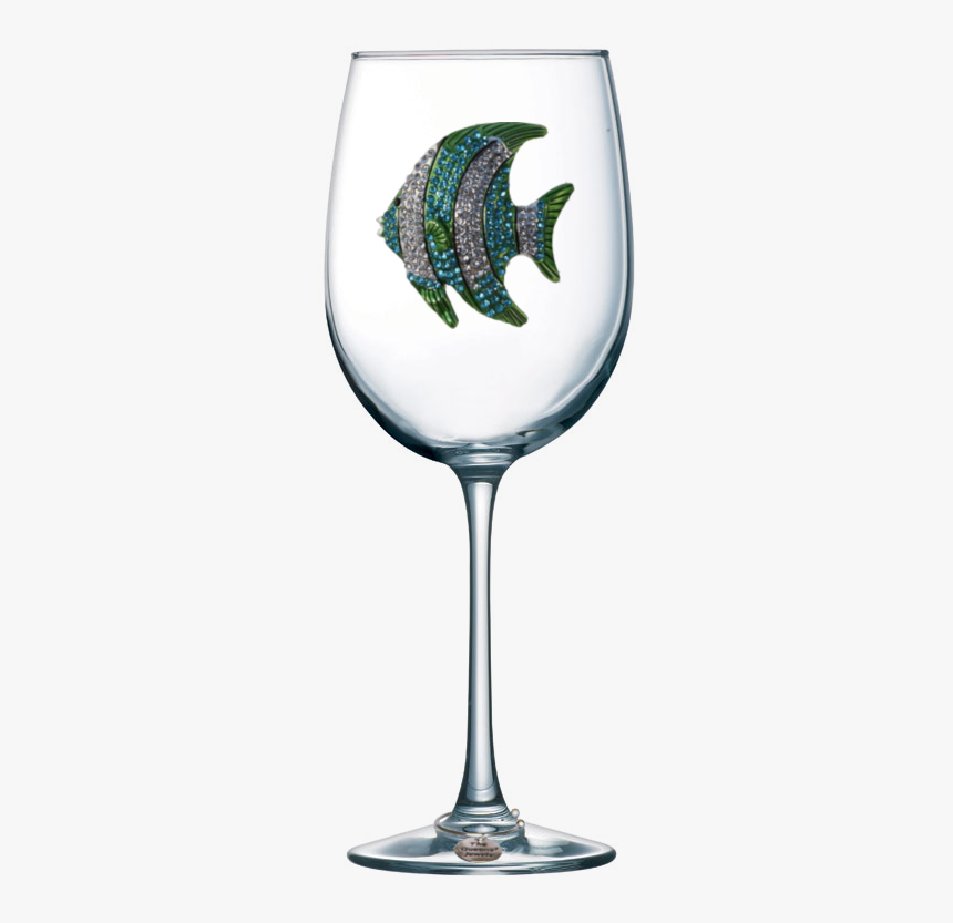 Turquoise Tropical Fish Jeweled Stemmed Wine Glass - Etching Wine Glass Mom, HD Png Download