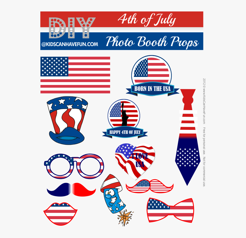4th Of July Photo Booth Props - 4th Of July Diy Photo Props, HD Png Download