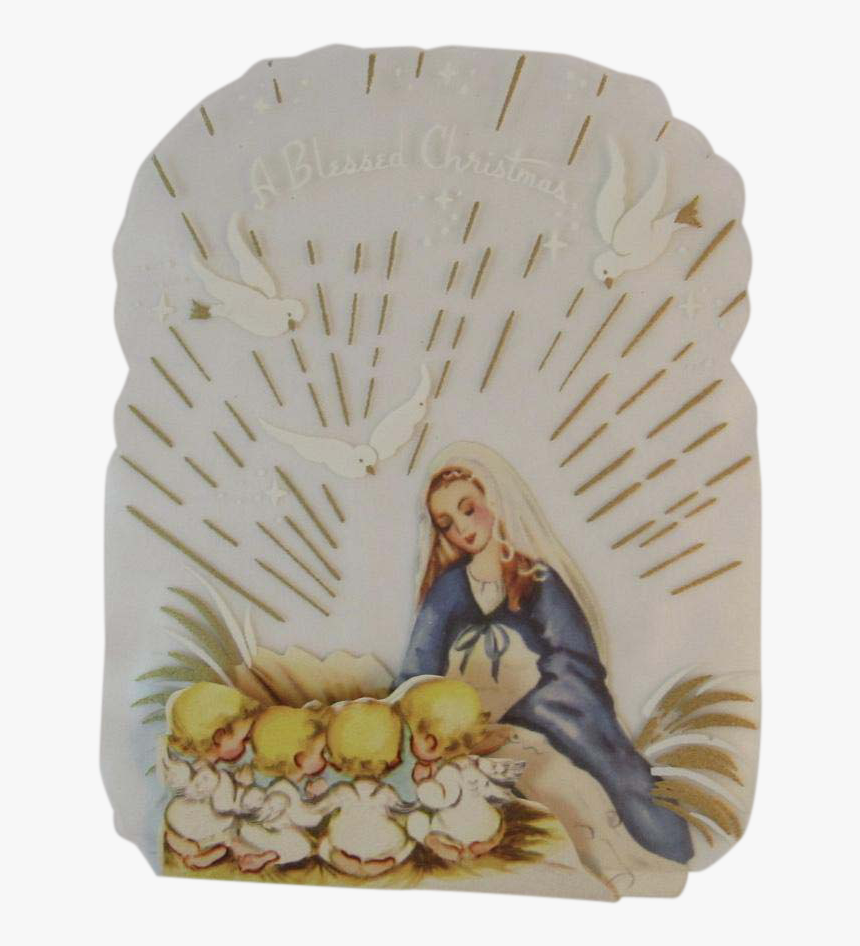Unused Clear Back Christmas Card Mary & Baby Jesus - Wall Clock, HD Png Download