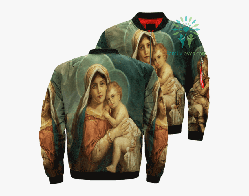 Mary And Baby Jesus Over Print Jacket %tag Familyloves - Jesus Jacket, HD Png Download
