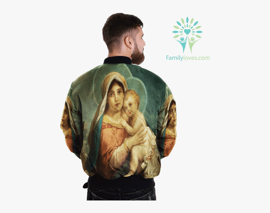 Mary And Baby Jesus Over Print Jacket %tag Familyloves - Hold A Beast An Angel, HD Png Download
