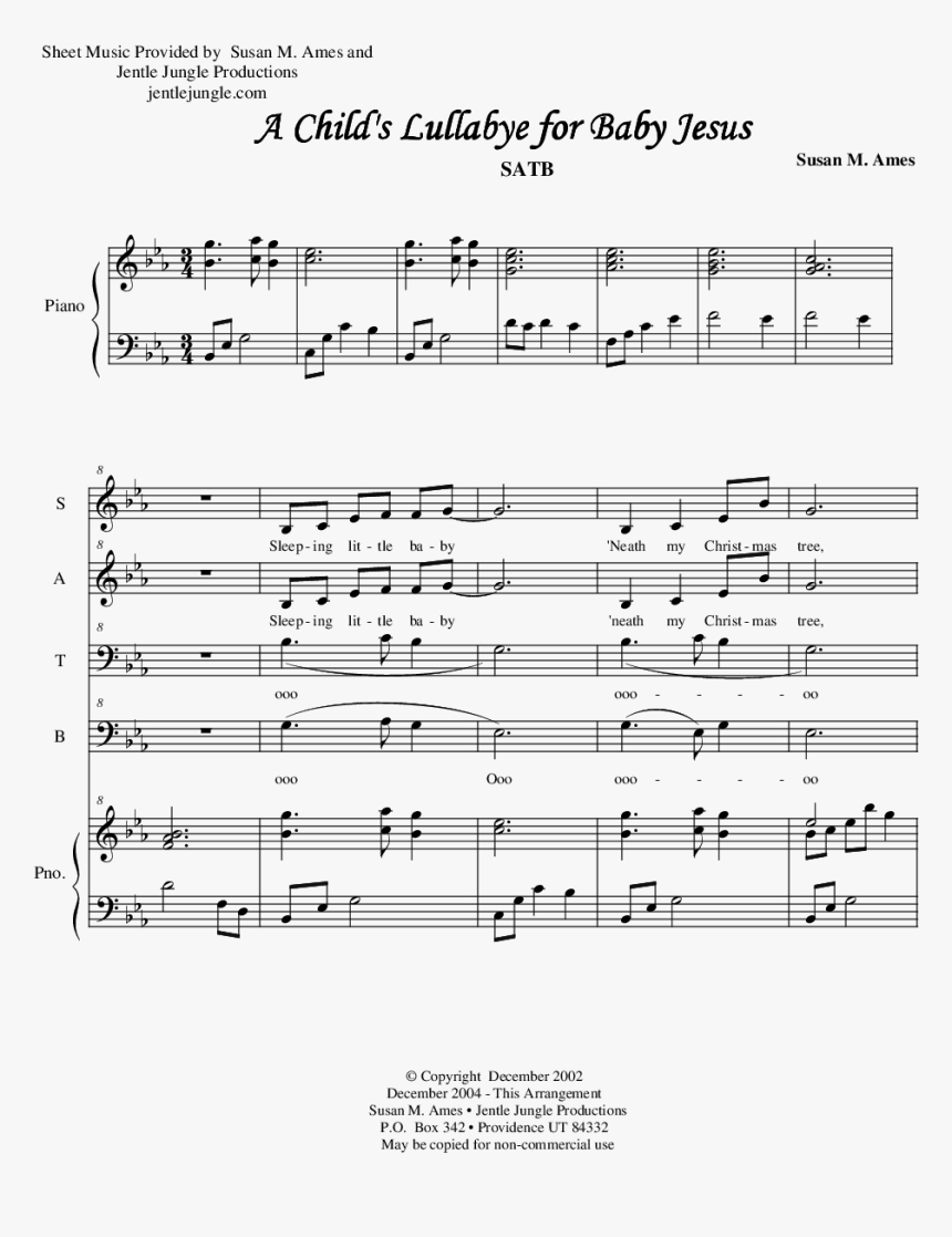 Sheet Music Picture - Sheet Music Baby Jesus Went To Sleep, HD Png Download