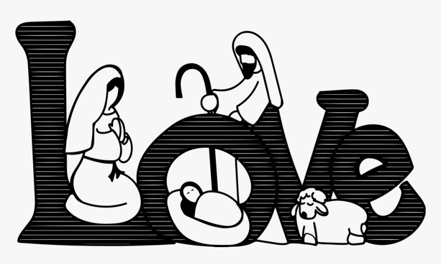 Christmas Manger, Jesus Baby, Mary, Joseph, Donkey - Cartoon, HD Png Download