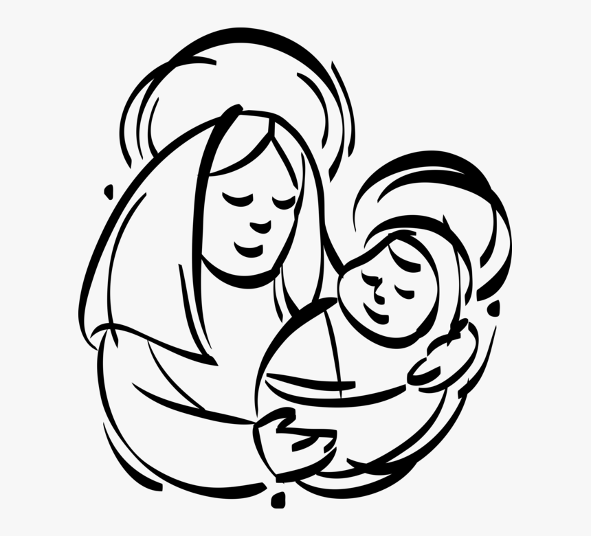 Vector Illustration Of Mother Mary With Christ Child - Maria Mae De Jesus Png, Transparent Png