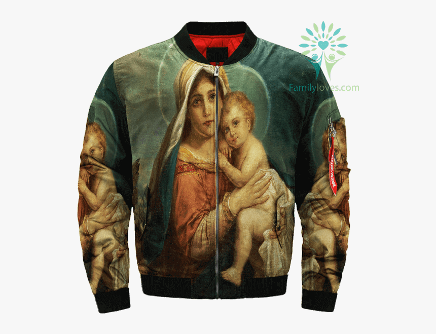 Mary And Baby Jesus Over Print Jacket %tag Familyloves - Jacket, HD Png Download