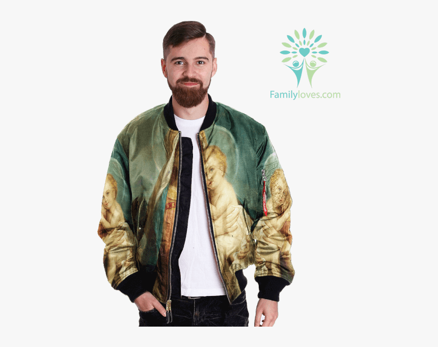 Mary And Baby Jesus Over Print Jacket %tag Familyloves - Jacket, HD Png Download