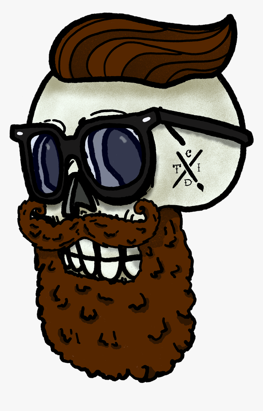 Skull-boy Hipster Design With Glasses - Cartoon, HD Png Download