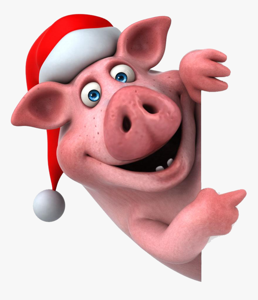 #pig #santa-hat #peekaboo - Funny Pig, HD Png Download
