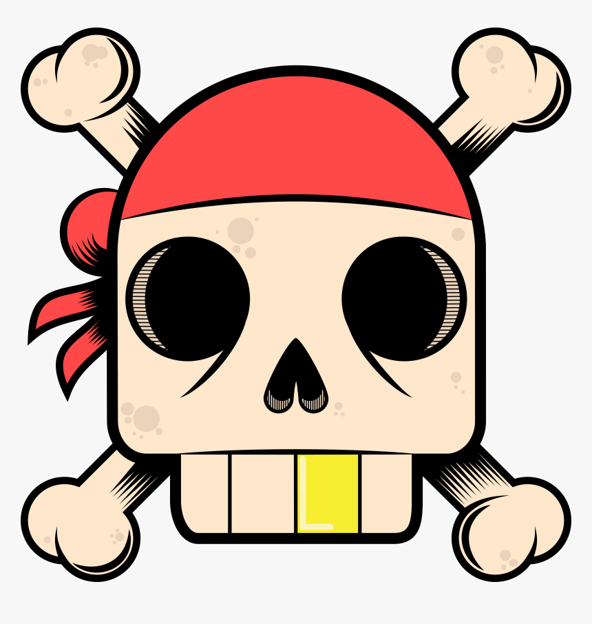Pirate Skull - Cartoon, HD Png Download