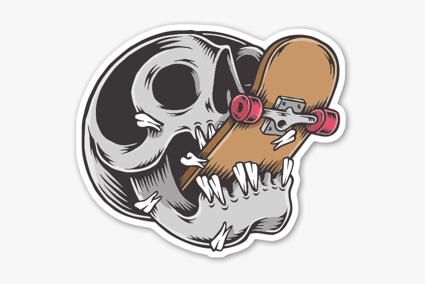 Skater Skull Sticker - Cartoon, HD Png Download
