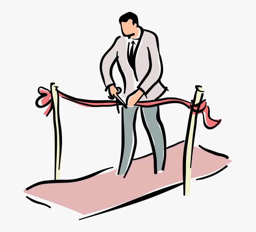 Vector Illustration Of Ribbon-cutting Ceremony Inaugurates - Clipart Cutting Ribbon Ceremony, HD Png Download