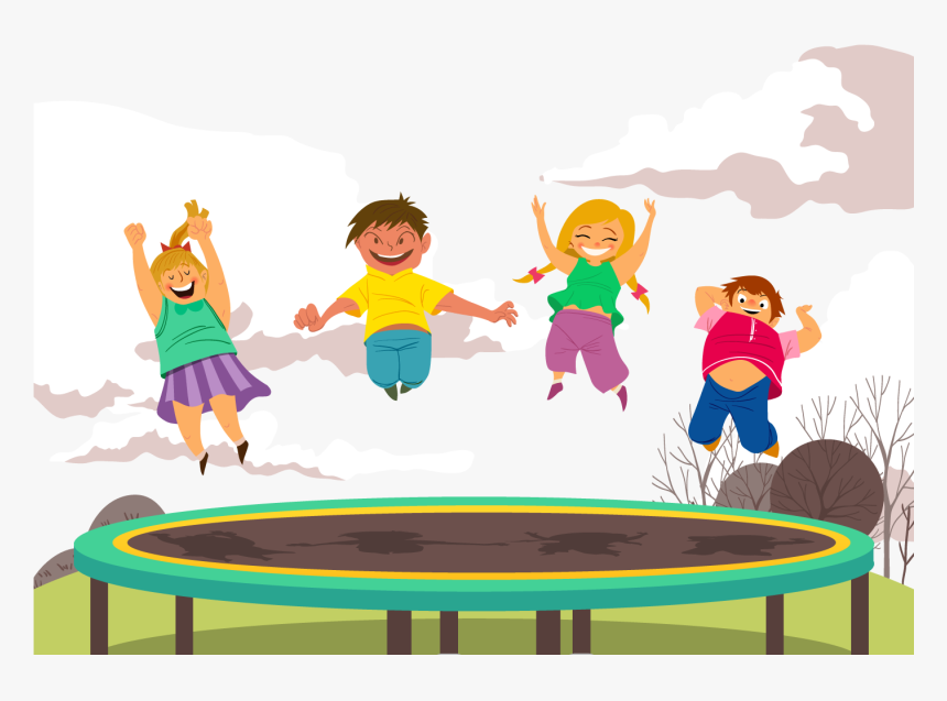 Clip Art Library Stock Child Trampolining Happy Children - Kids Trampoline Png, Transparent Png