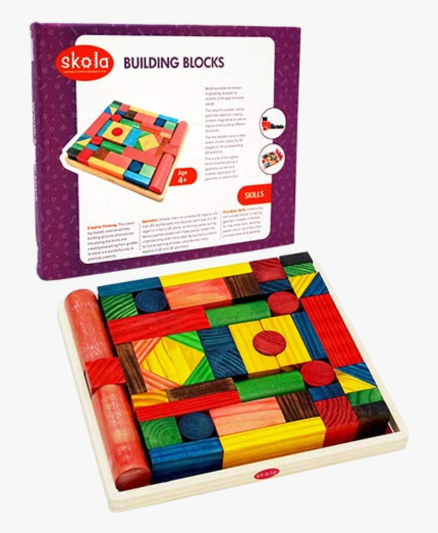 Tray With 50 Wooden Dyed 3d Geometry Shapes - Educational Toy, HD Png Download
