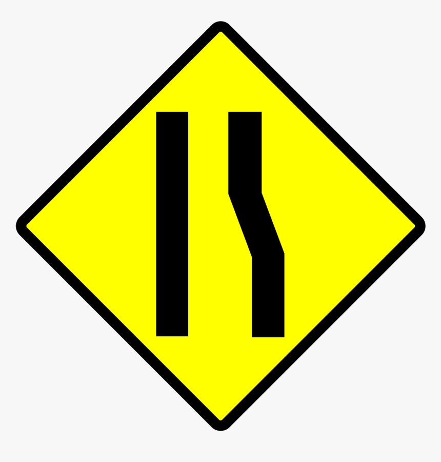 Indonesia New Road Sign 1p - Lane Ends Ahead Sign, HD Png Download