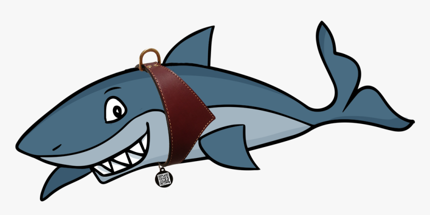 Sharky In His Shark Fin™ Leather Dog Collar - Transparent Background Shark Clip Art, HD Png Download