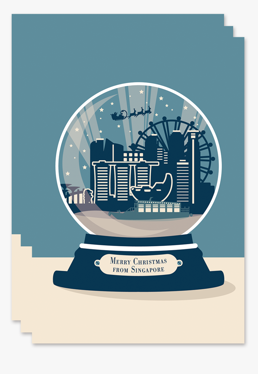 Singapore Christmas Card Snow Globe - Round Badge Pink Png, Transparent Png
