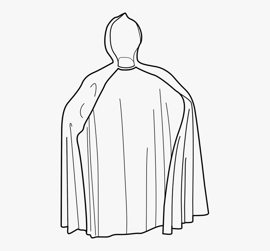 Coat, Clothing, Cape, Cloak, Mantle, Wrap, Shawl - Cape Black And White, HD Png Download