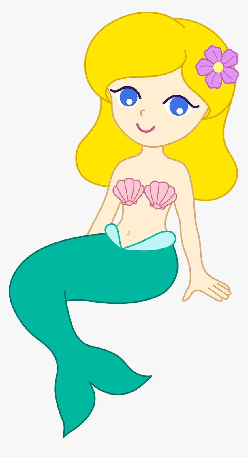 Cartoon Clipart Mermaid - Blonde Mermaid Clipart, HD Png Download