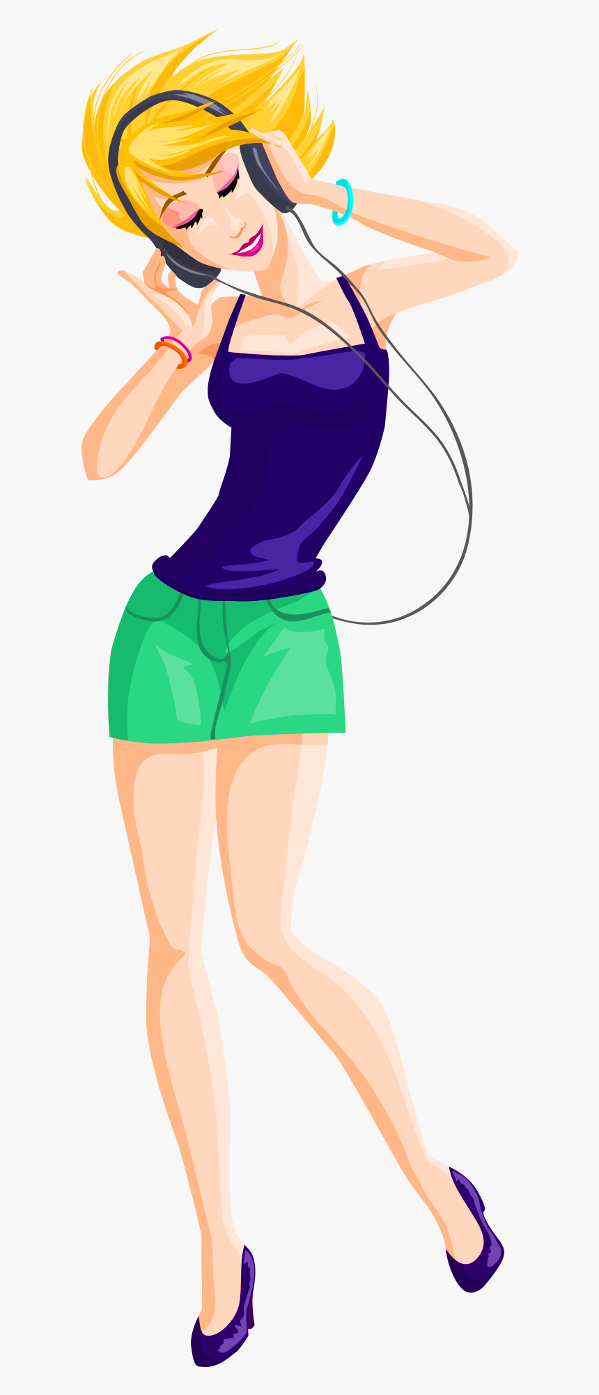 Disco Girl Vector Png Transparent Image - Girl Vector Png Transparent, Png Download