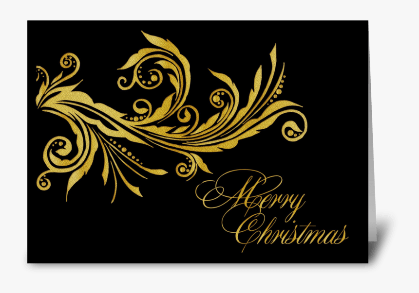 Elegant Gold Flourish, Merry Christmas Greeting Card - Greeting Cards Christmas Elegant, HD Png Download