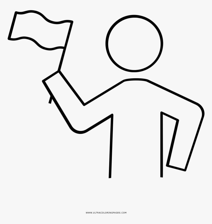Waving Flag Coloring Page - Line Art, HD Png Download
